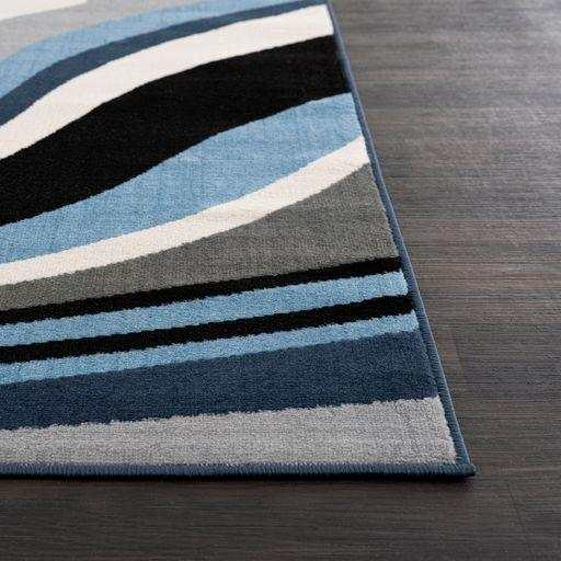 Crystal Blue/Cream Modern Geometric Indoor Non Slip Area Rugs - Ornate Home