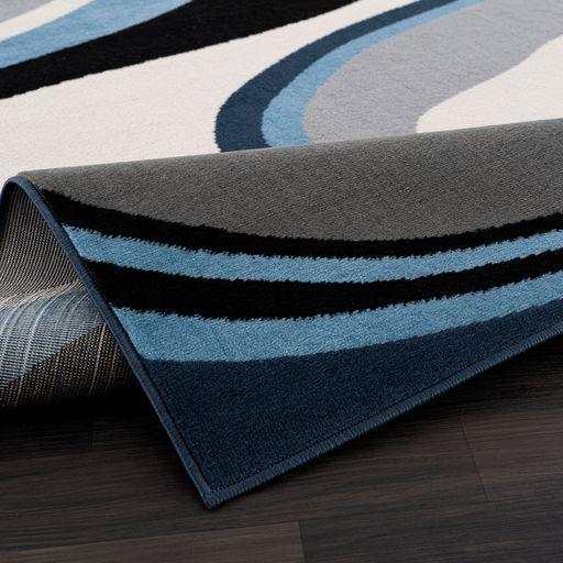 Crystal Blue/Cream Modern Geometric Indoor Non Slip Area Rugs - Ornate Home