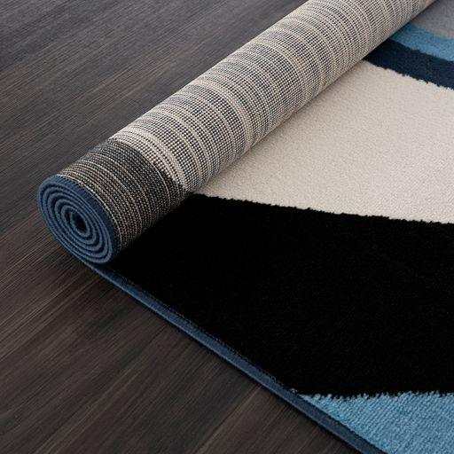 Crystal Blue/Cream Modern Geometric Indoor Non Slip Area Rugs - Ornate Home