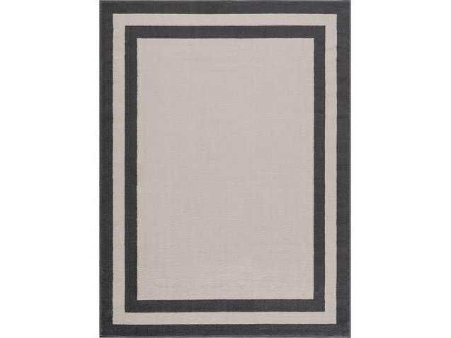 Crystal Cream/Gray Modern Bordered Indoor Non Slip Area Rugs - Ornate Home