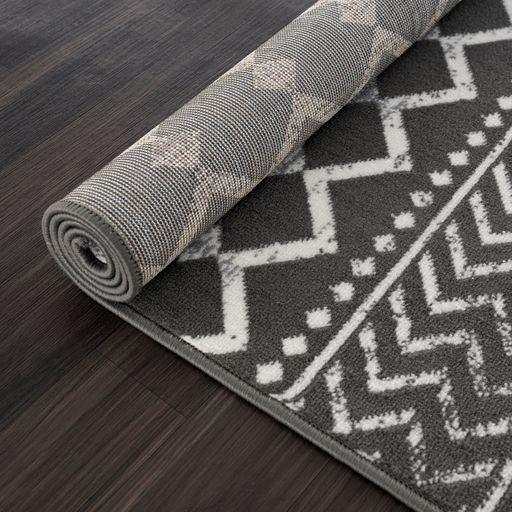 Crystal Dark Gray/Cream Modern Boho Indoor Non Slip Area Rugs - Ornate Home