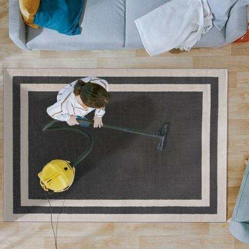 Crystal Dark Gray/Cream Modern Bordered Indoor Non Slip Area Rugs - Ornate Home