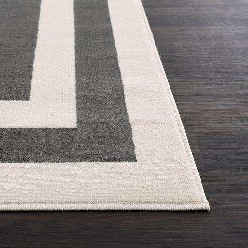 Crystal Dark Gray/Cream Modern Bordered Indoor Non Slip Area Rugs - Ornate Home