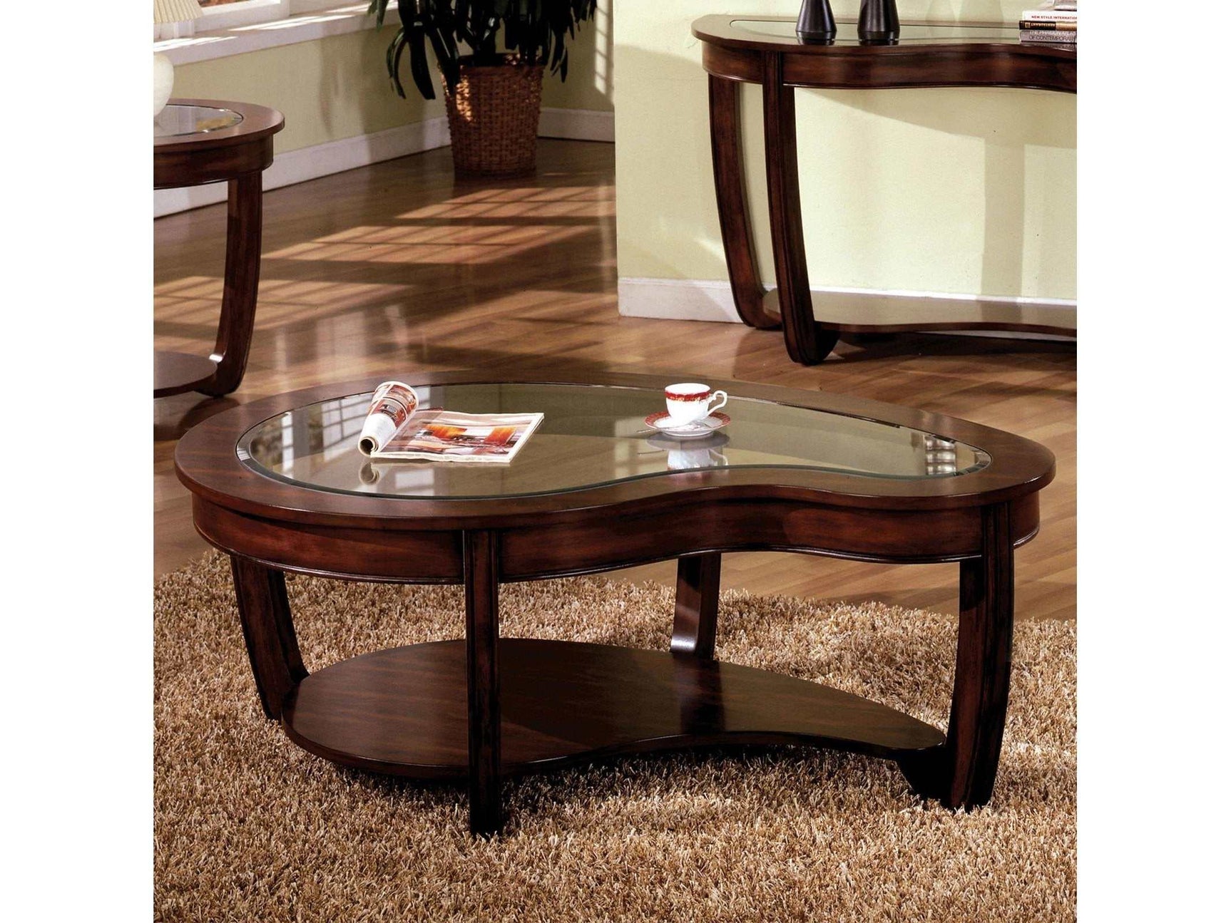 Crystal Falls Dark Cherry Coffee Table - Ornate Home