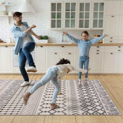 Crystal Gray/Cream Modern Boho Indoor Non Slip Area Rugs - Ornate Home