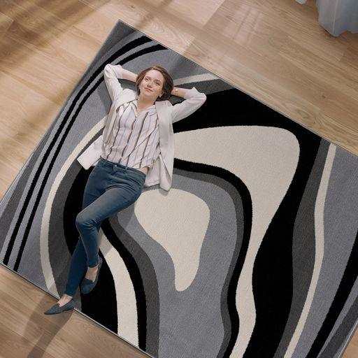 Crystal Gray/Cream Modern Geometric Indoor Non Slip Area Rugs - Ornate Home