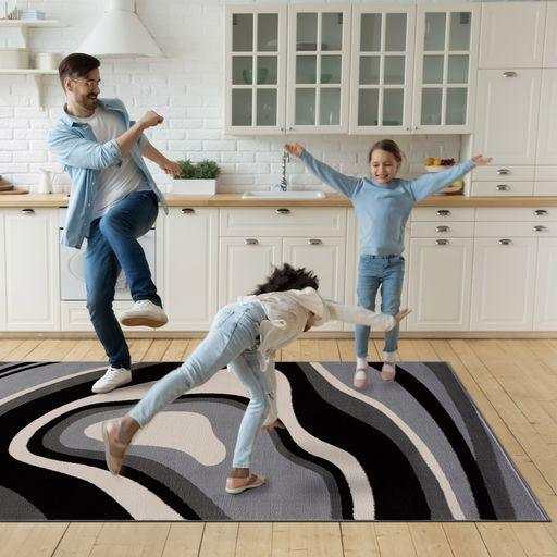 Crystal Gray/Cream Modern Geometric Indoor Non Slip Area Rugs - Ornate Home