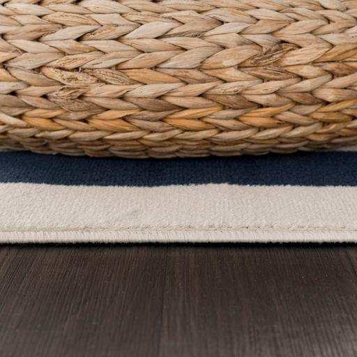 Crystal Navy Blue/Cream Modern Bordered Indoor Non Slip Area Rugs - Ornate Home