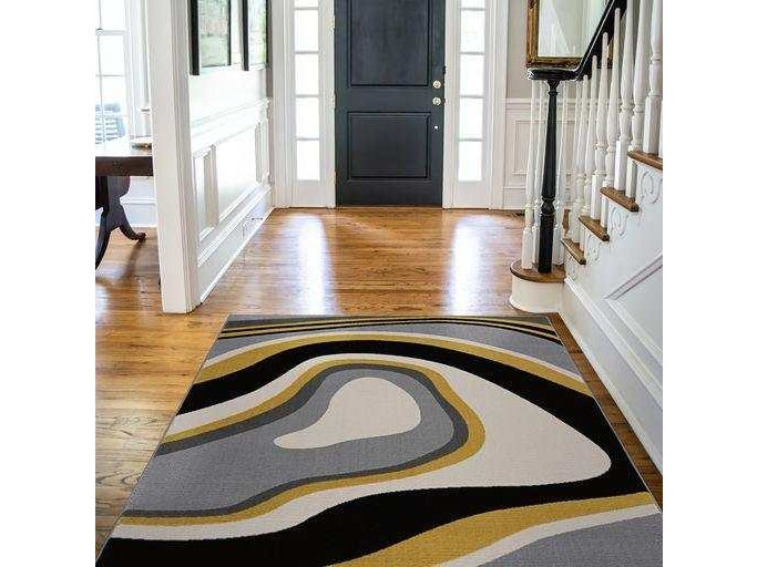 Crystal Yellow/Cream Modern Geometric Indoor Non Slip Area Rugs - Ornate Home