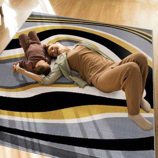 Crystal Yellow/Cream Modern Geometric Indoor Non Slip Area Rugs - Ornate Home