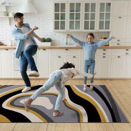 Crystal Yellow/Cream Modern Geometric Indoor Non Slip Area Rugs - Ornate Home