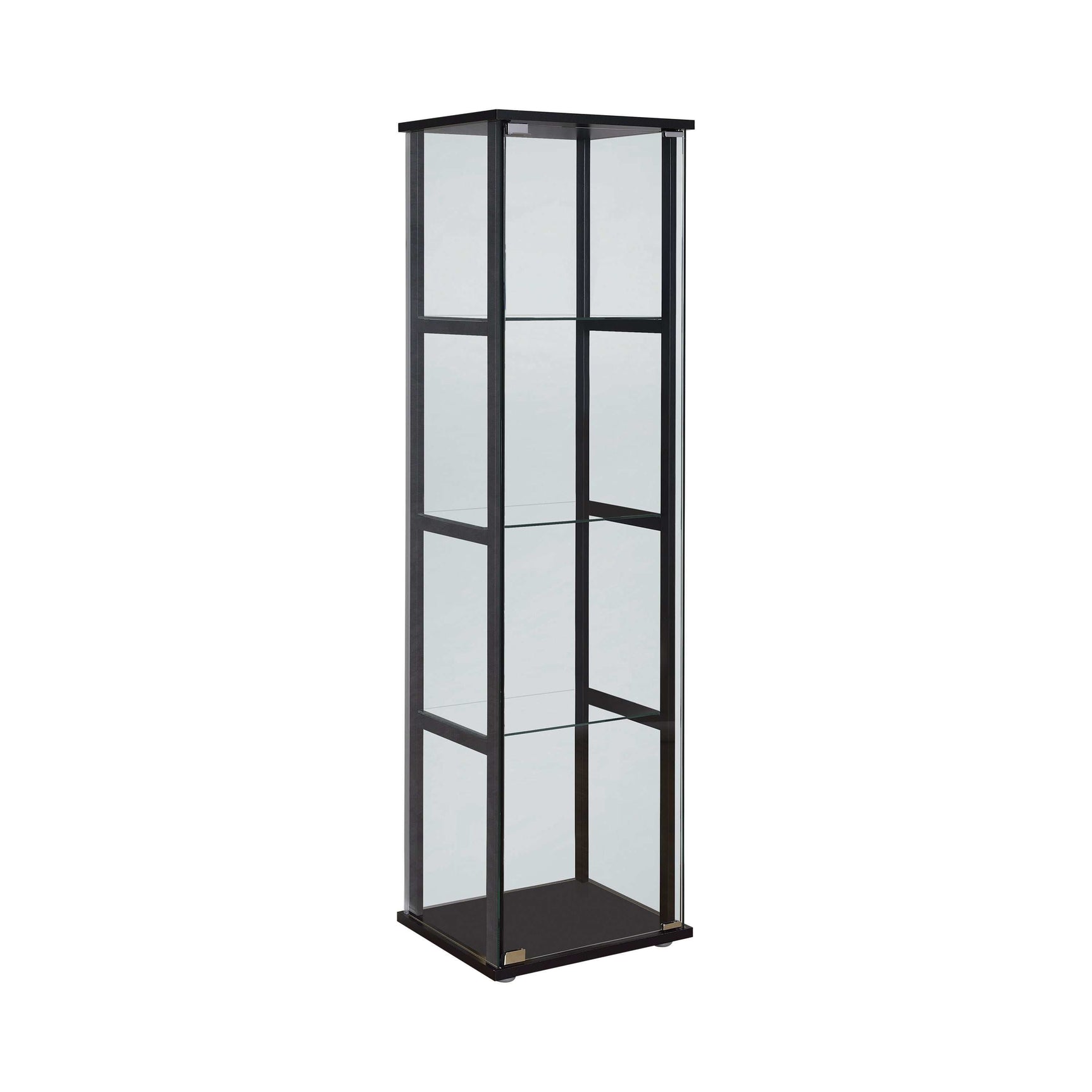 Cyclamen Black & Clear 4 Shelf Glass Curio Cabinet - Ornate Home