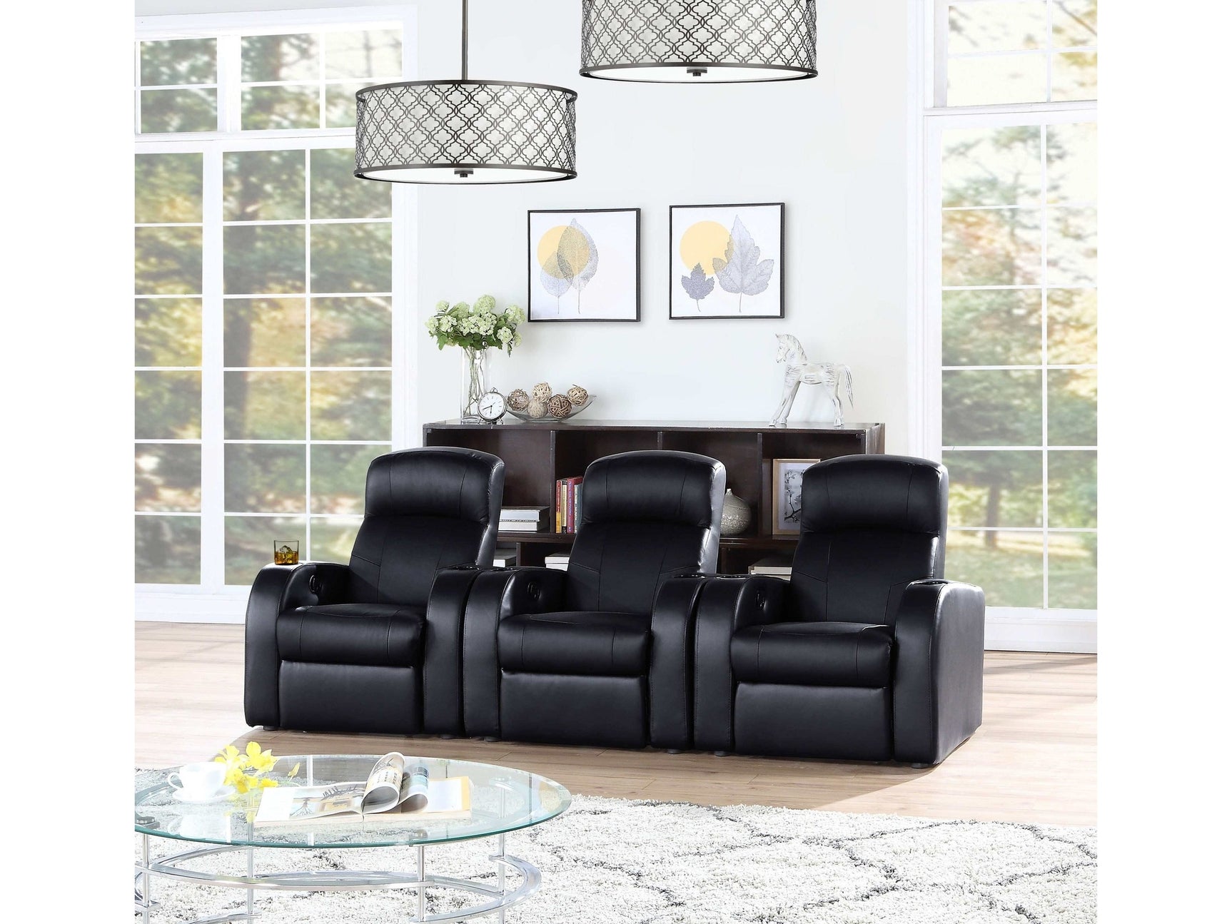 Cyrus Black 3 Pc Theater Seating (3R) - Ornate Home