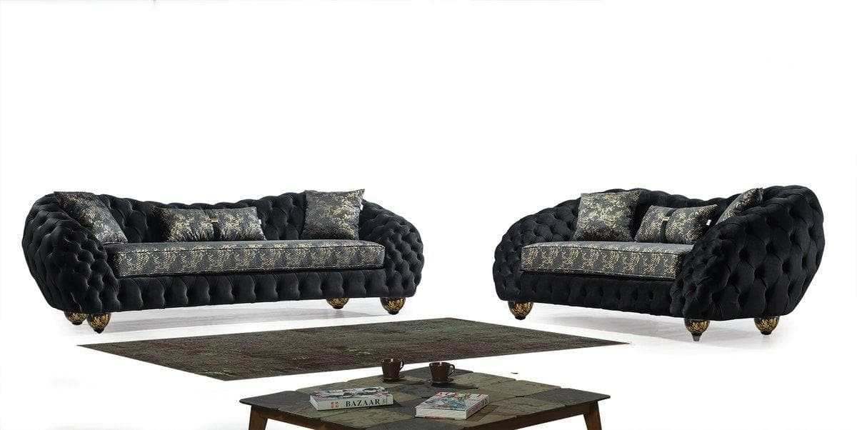 Dalia Black Velvet Living Room Set - Ornate Home