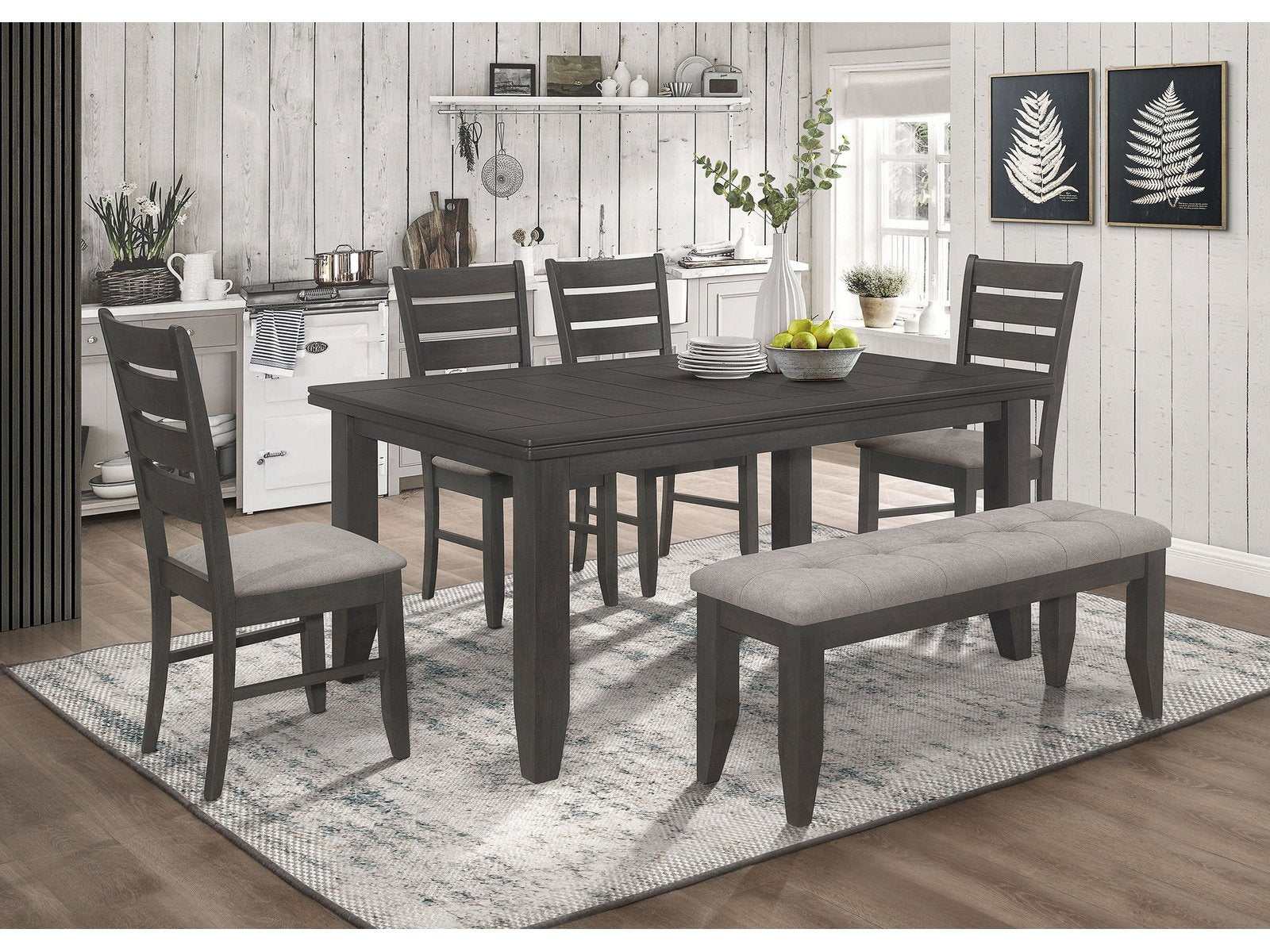 Dalila Dark Grey / Grey 6 Pc Dining Set - Ornate Home