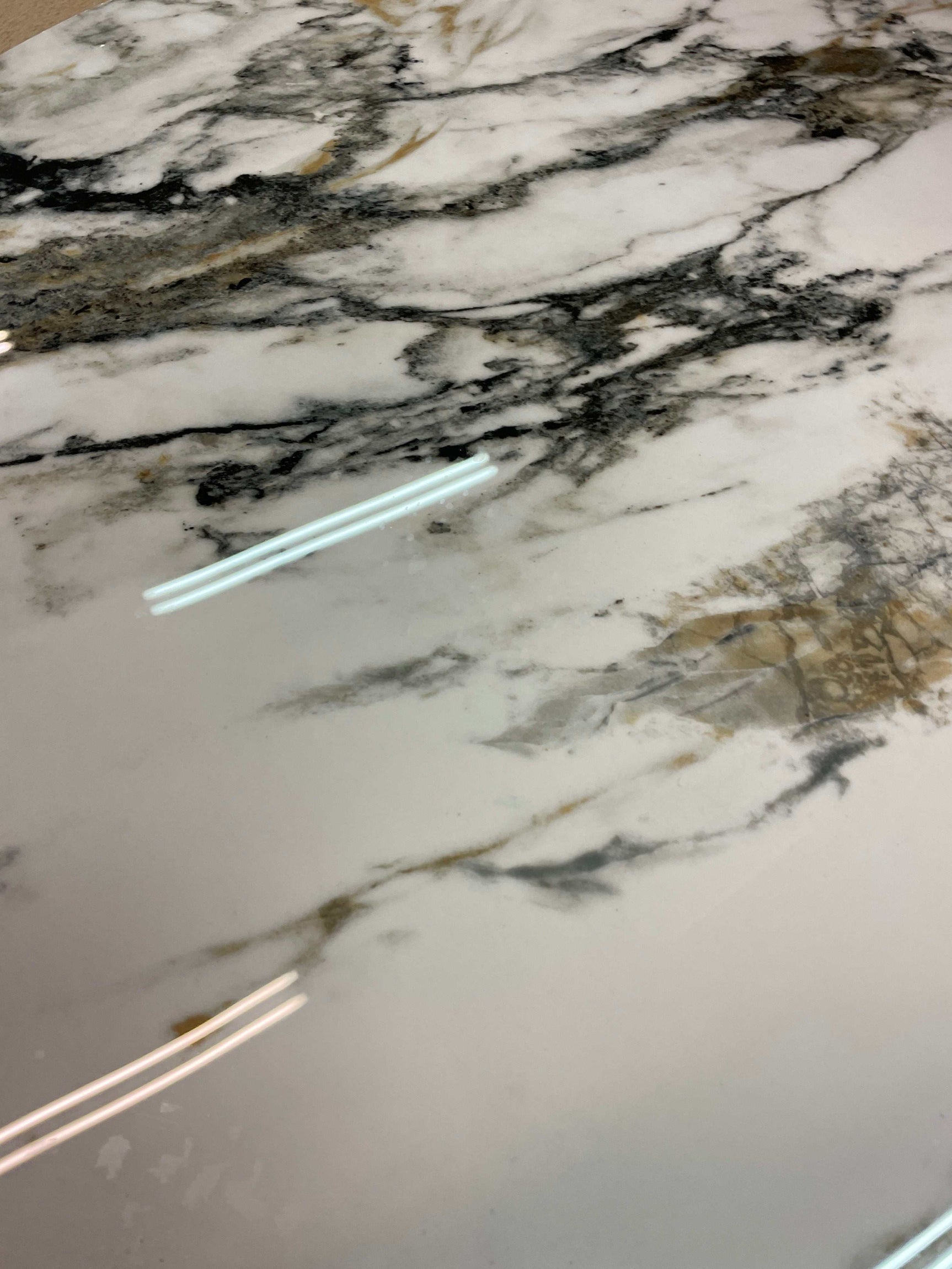 Danniella White Marble Top & Stainless Steel Accent Table - Ornate Home