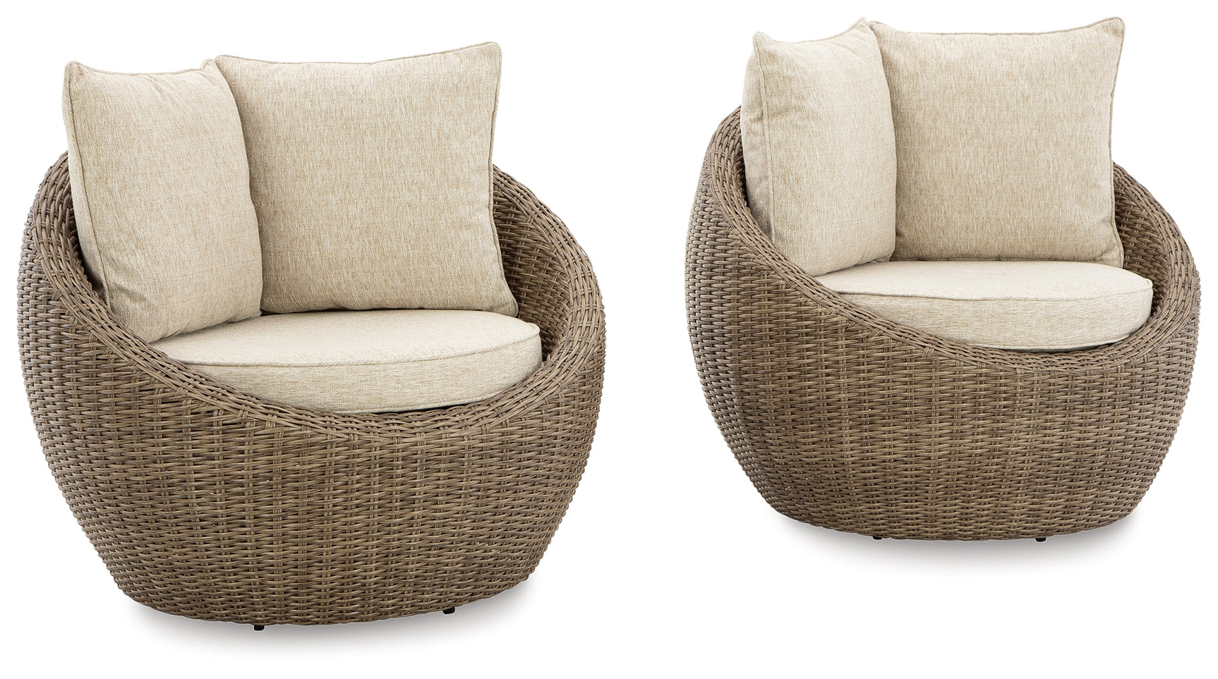 Danson Beige Outdoor Swivel Lounge Chair w/ Cushion (Set of 2) - Ornate Home