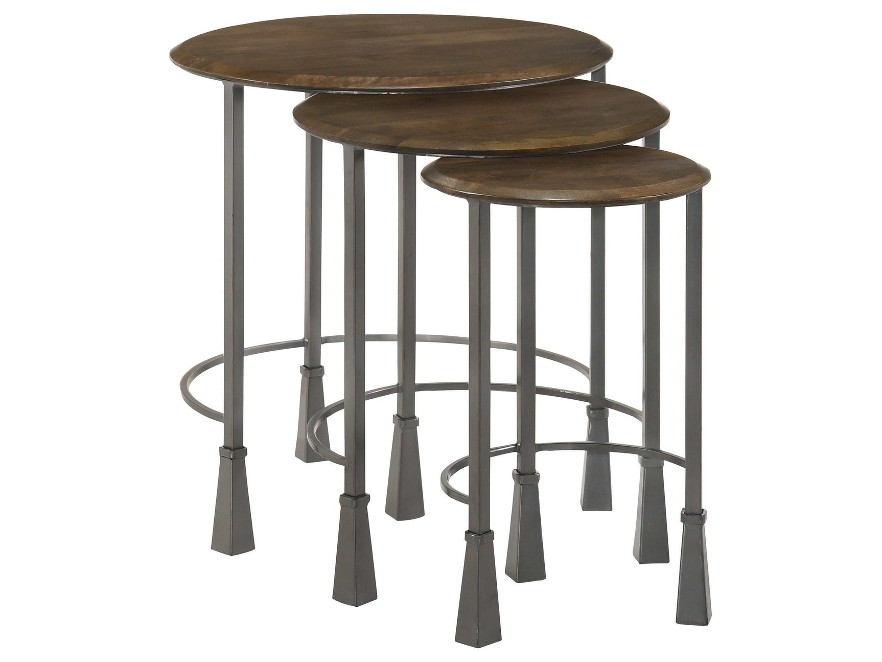 Deja Natural / Gunmetal 3 Pc Nesting Table - Ornate Home