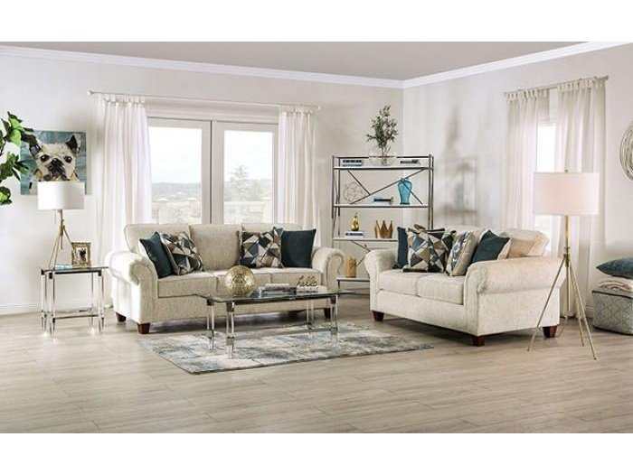 Delgada Beige Stationary Sofa & Loveseat 2pc - Ornate Home