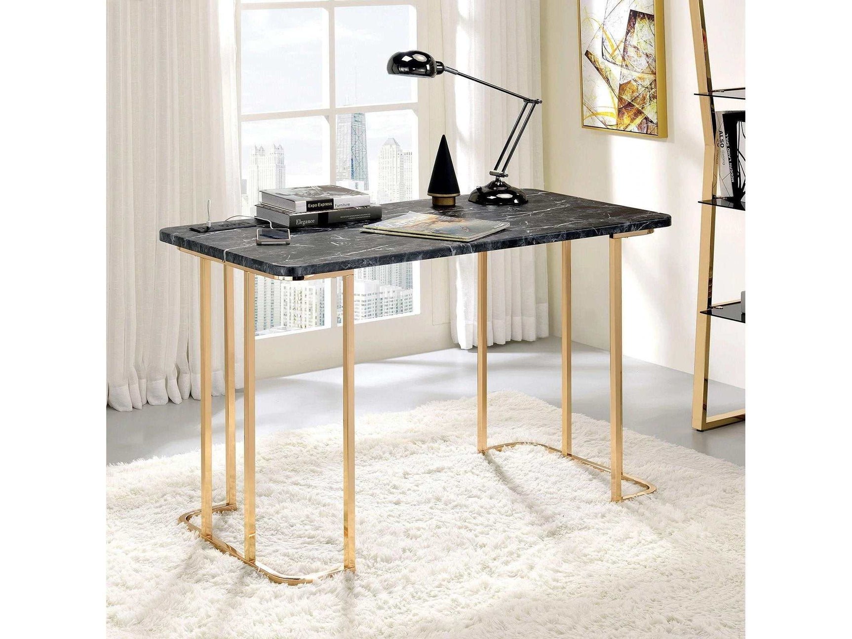 Delphine Gold & Black Desk - Ornate Home
