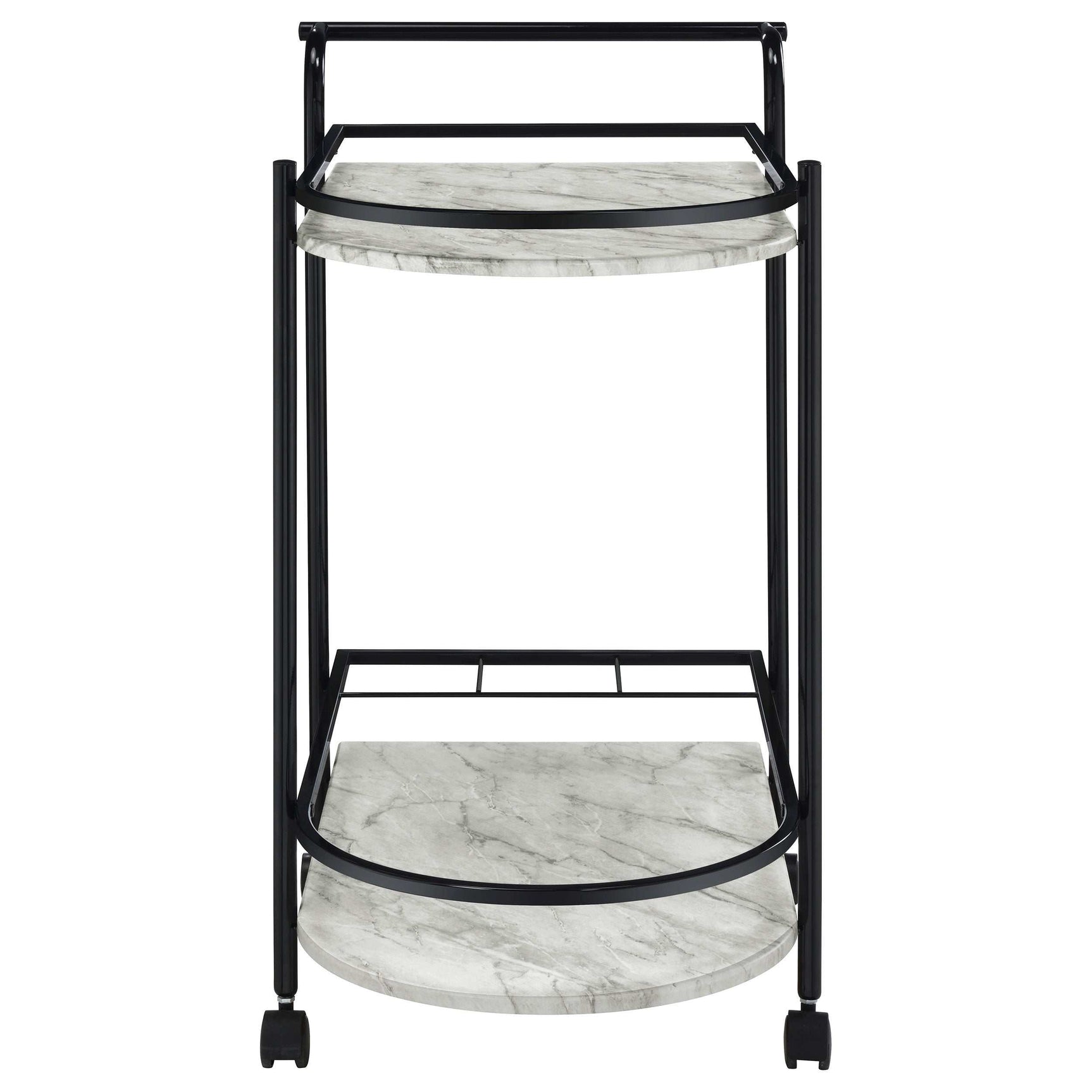 Desiree Faux White Marble / Black Bar Cart - Ornate Home
