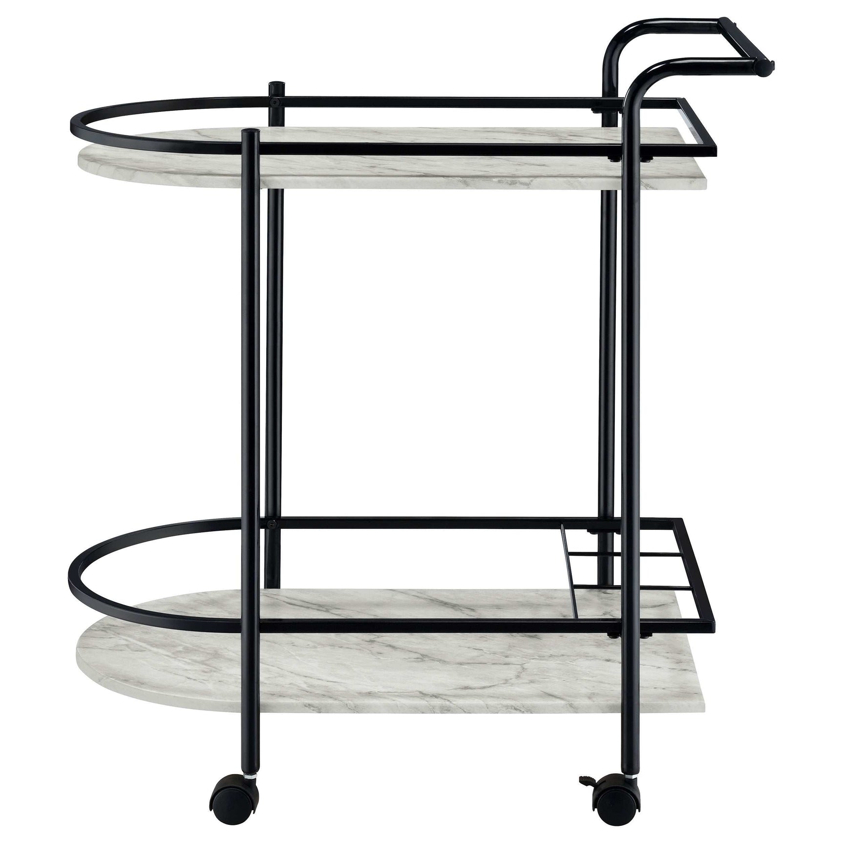 Desiree Faux White Marble / Black Bar Cart - Ornate Home