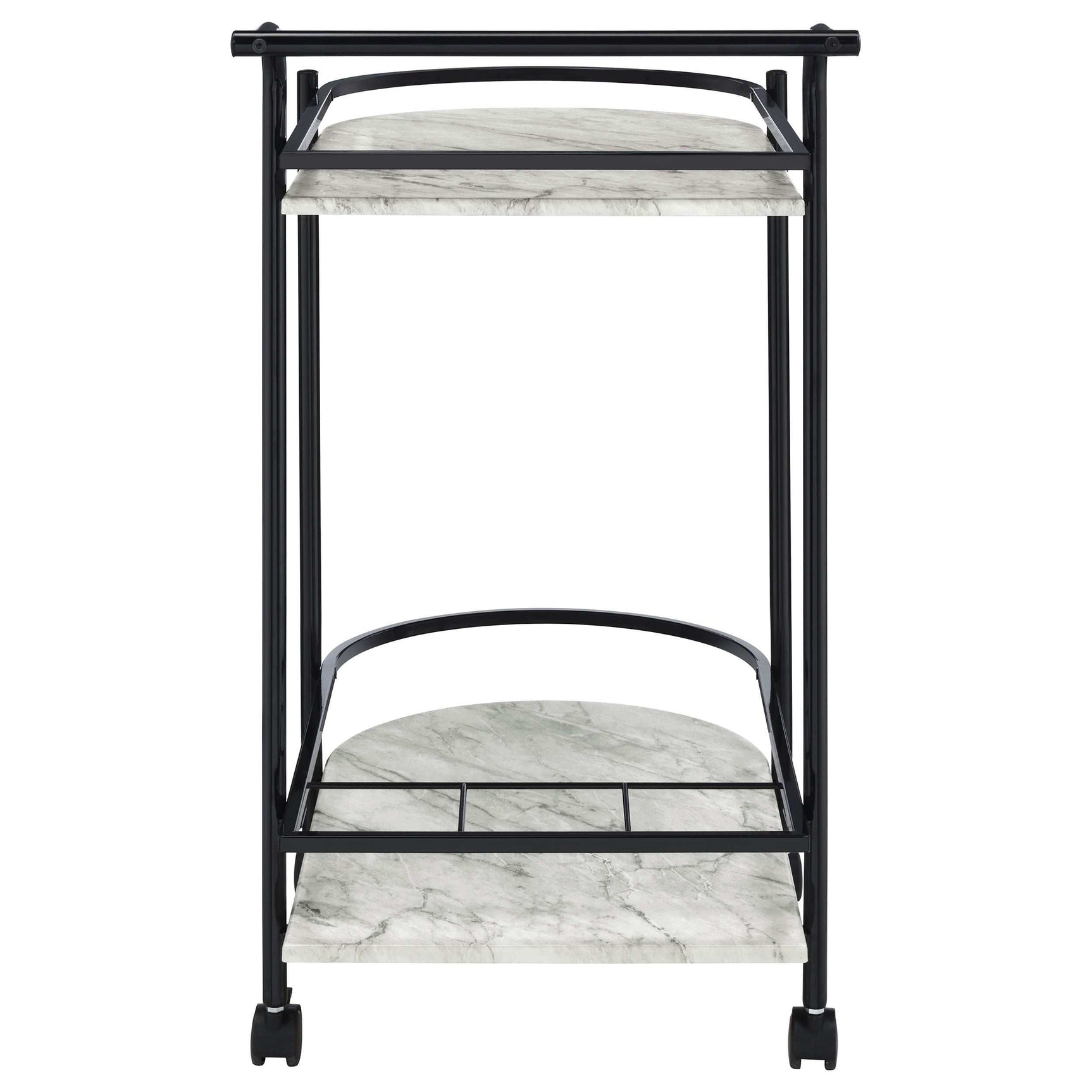 Desiree Faux White Marble / Black Bar Cart - Ornate Home