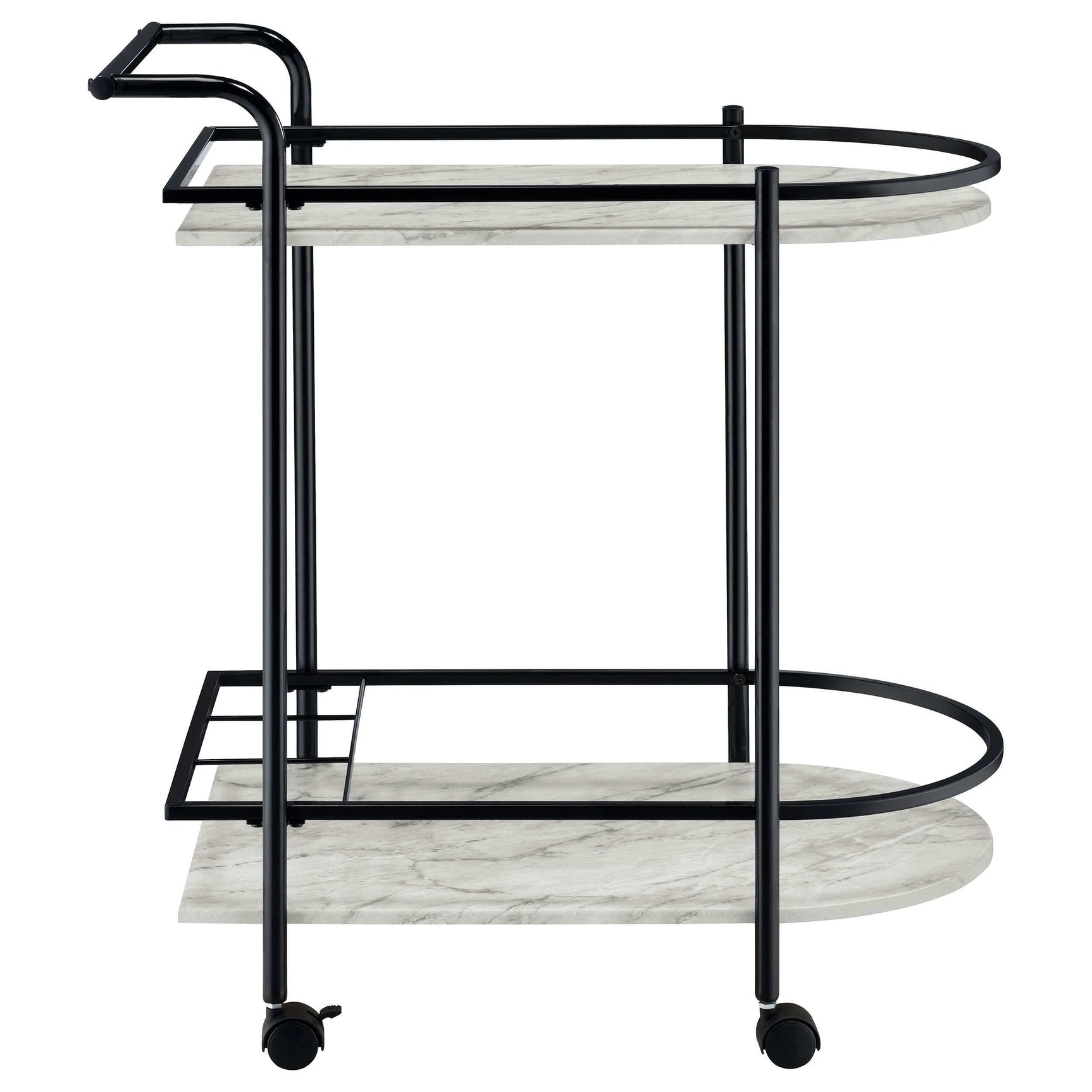 Desiree Faux White Marble / Black Bar Cart - Ornate Home