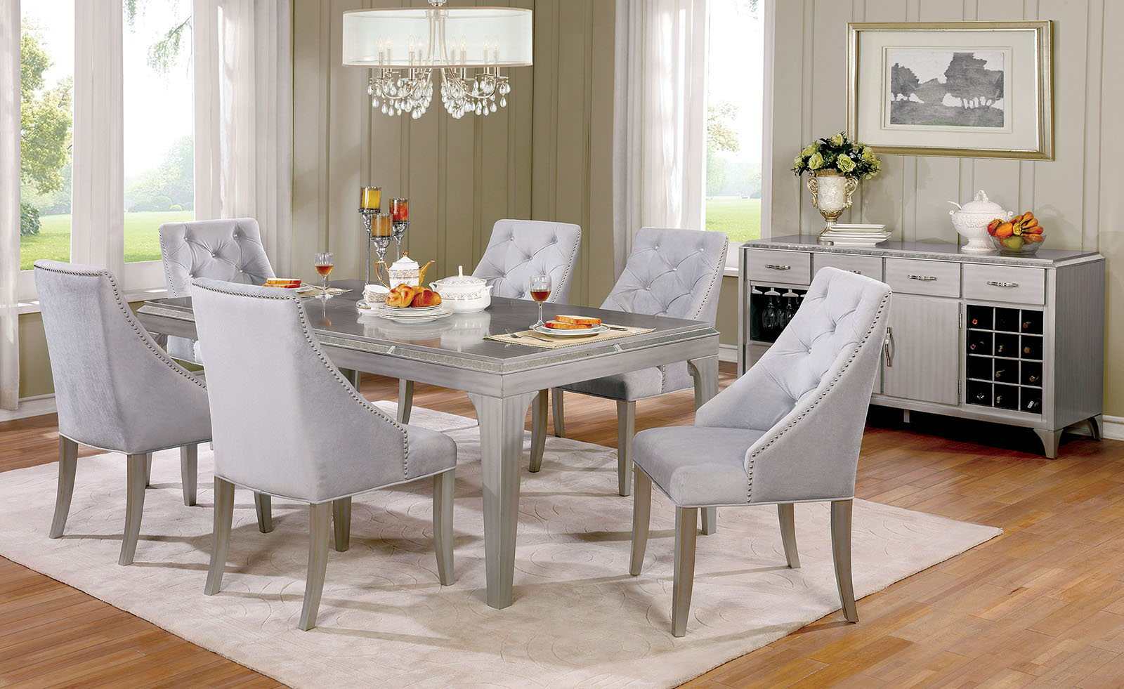 Diocles Silver & Gray Dining Table - Ornate Home