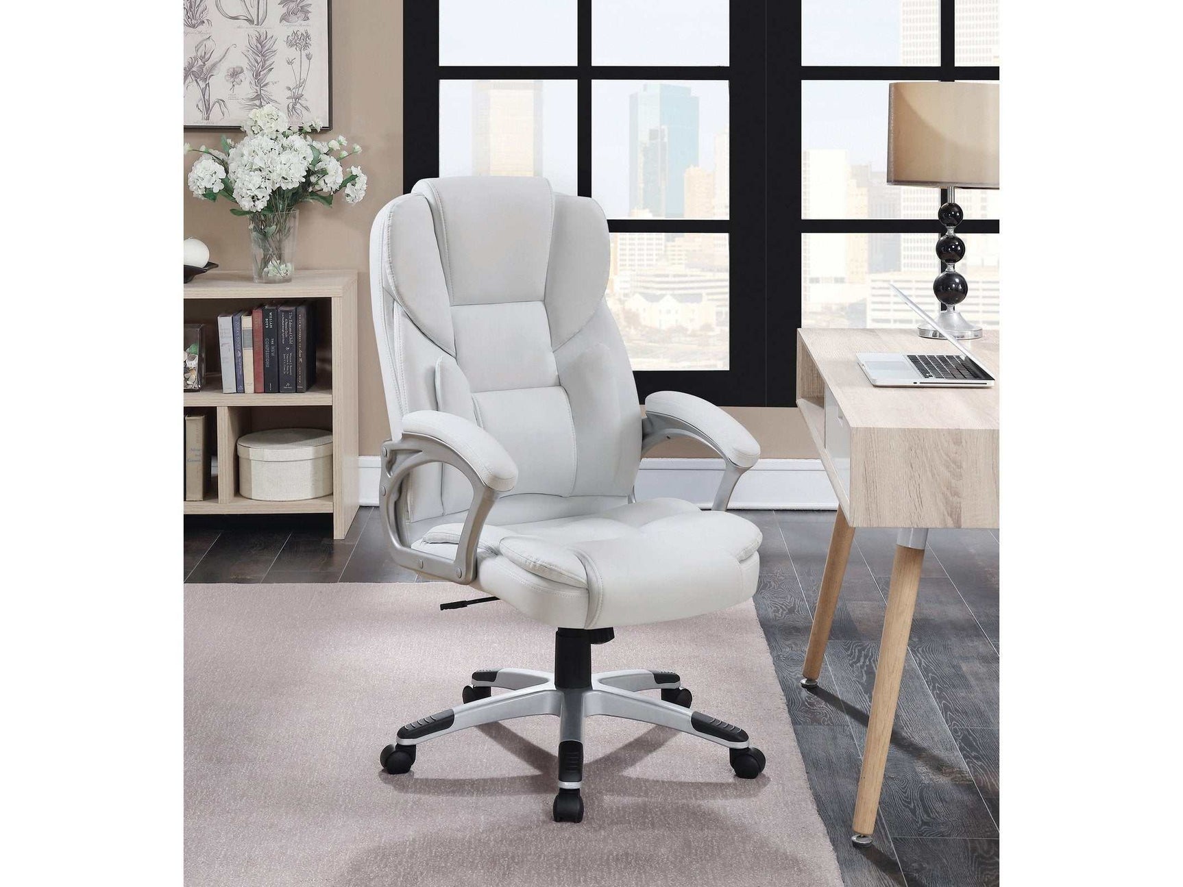 Domas White And Silver Office Chair - Ornate Home