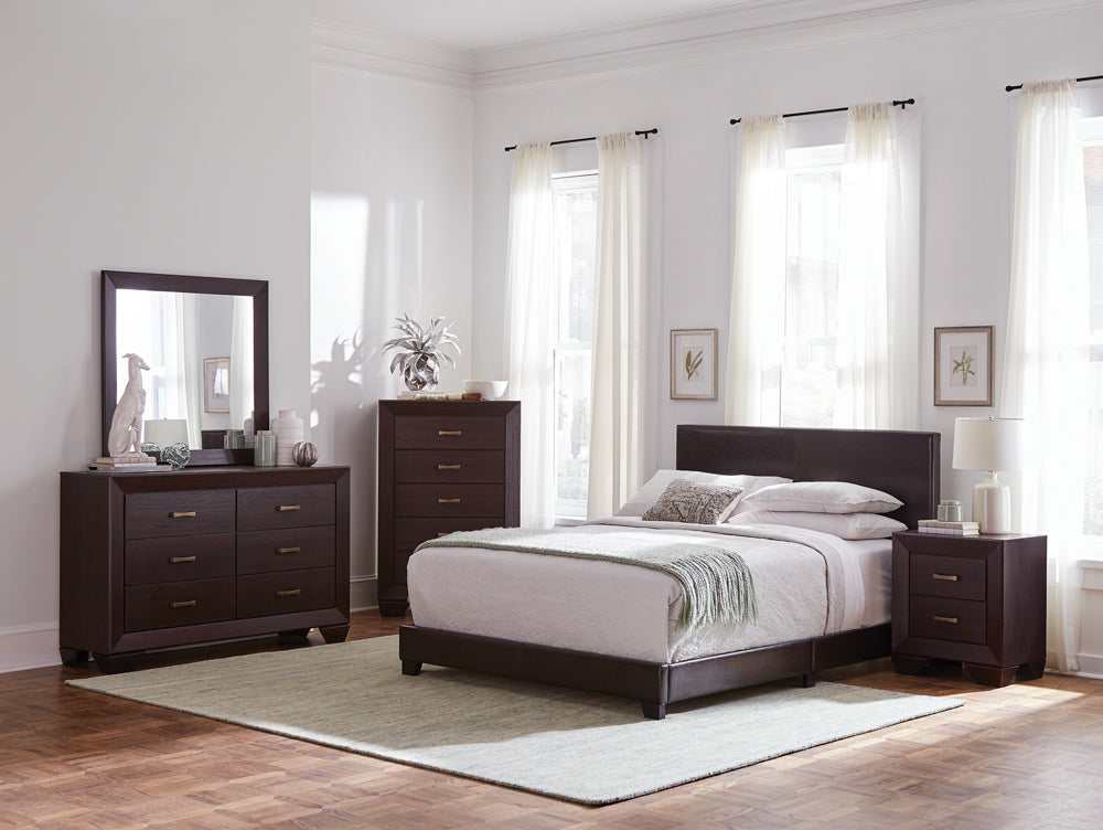 Dorian Brown / Dark Cocoa Queen Bed 5 Pc Set - Ornate Home