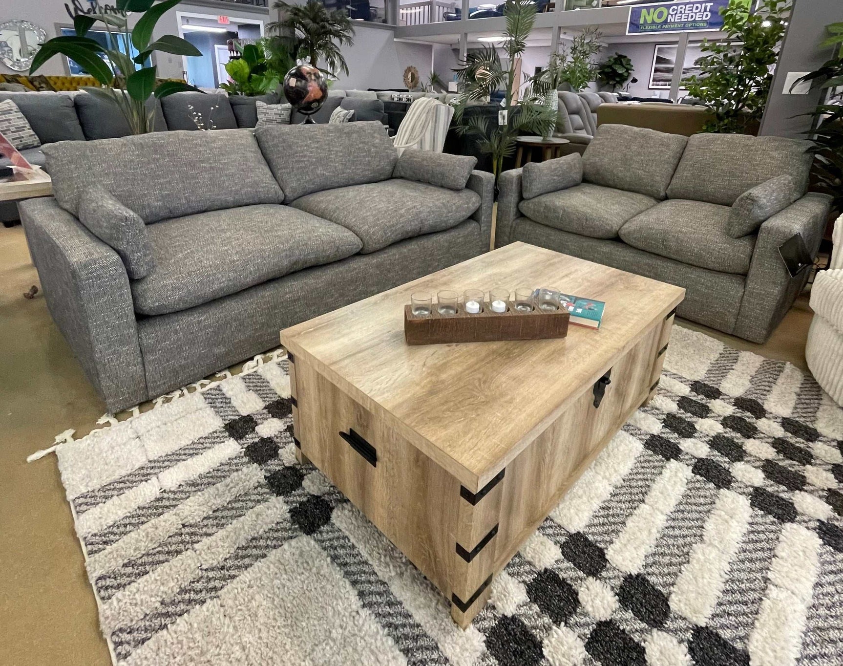 Dramatic Granite Fabric Living Room Set / 2pc - Ornate Home