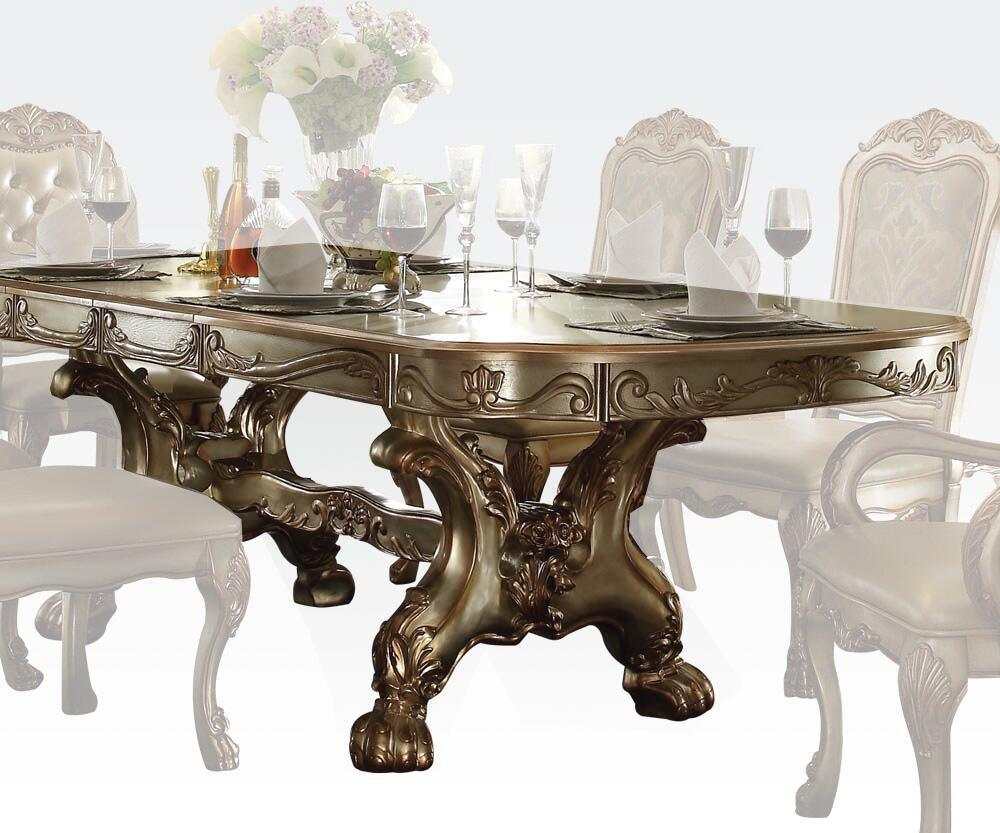 Dresden Gold Patina & Bone Dining Table w/ Extensions - Ornate Home