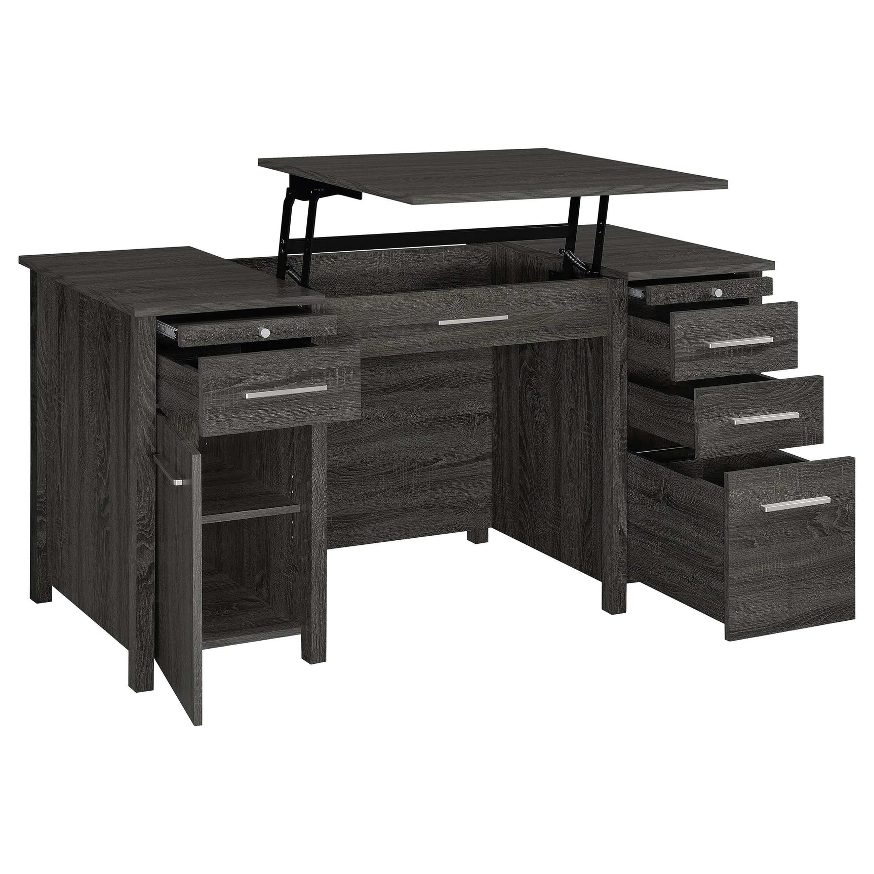 Dylan Weathered Grey Lift Top Computer Desk - Ornate Home