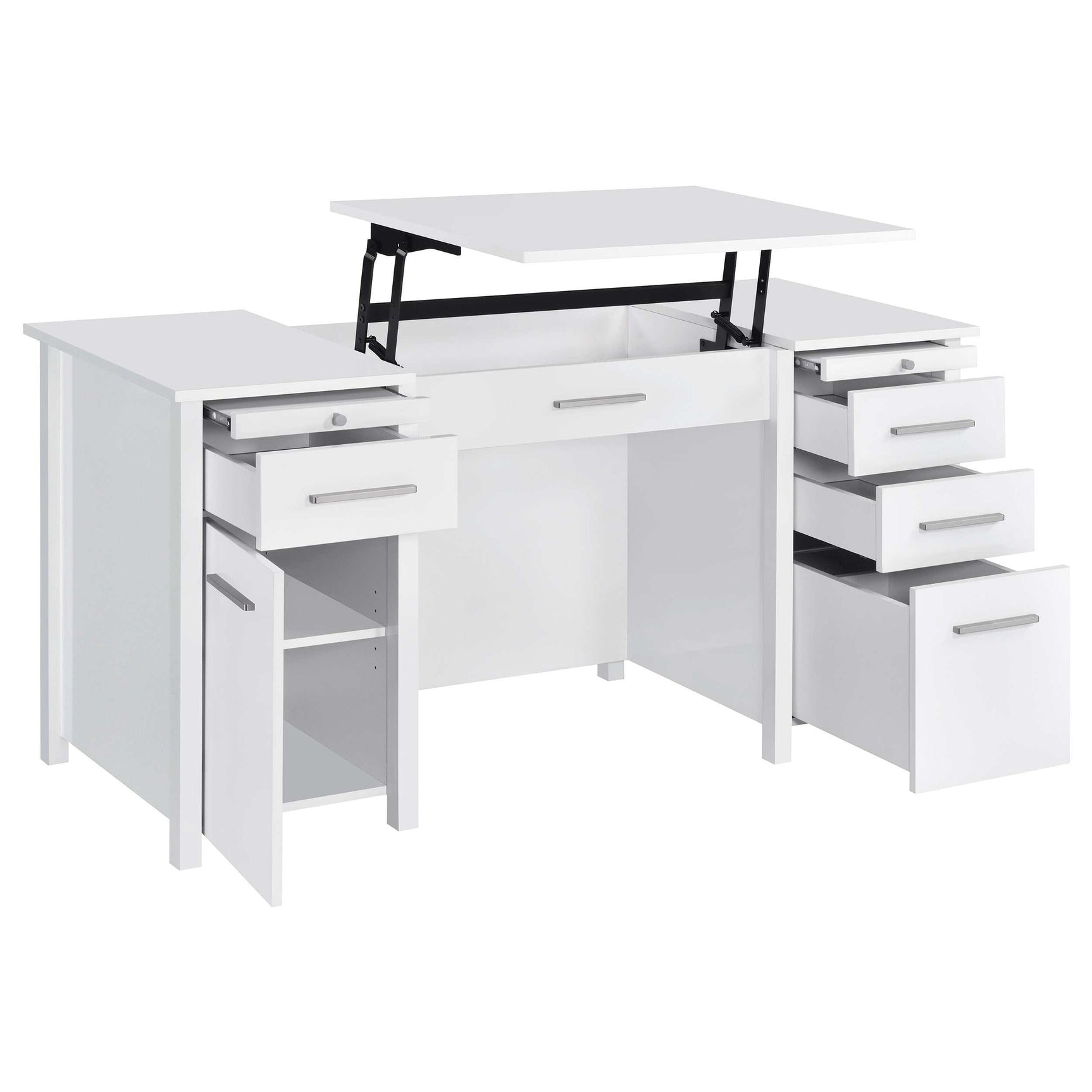 Dylan White High Gloss Lift Top Computer Desk - Ornate Home
