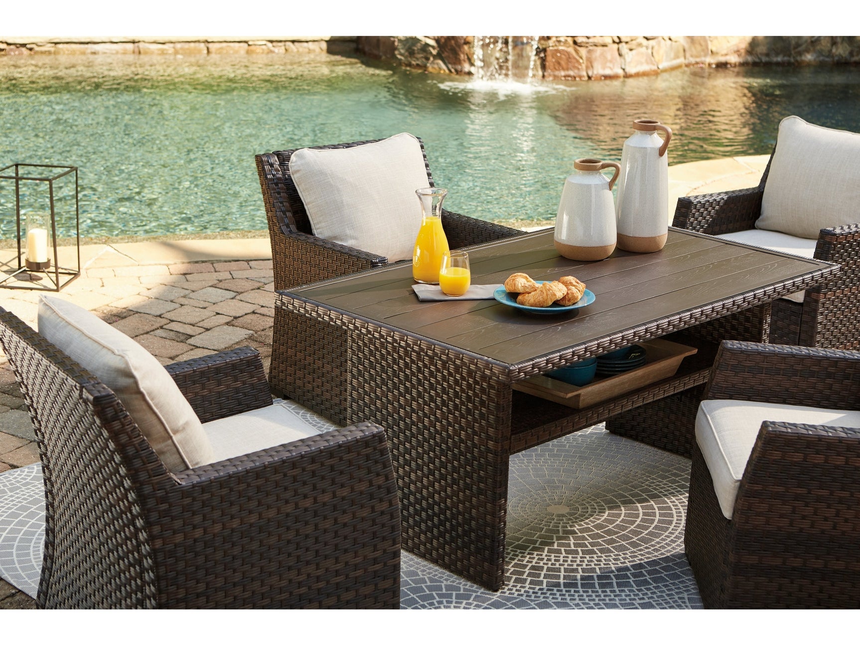 Easy Isle Dark Brown Rectangular Multi-Use Outdoor Table - Ornate Home