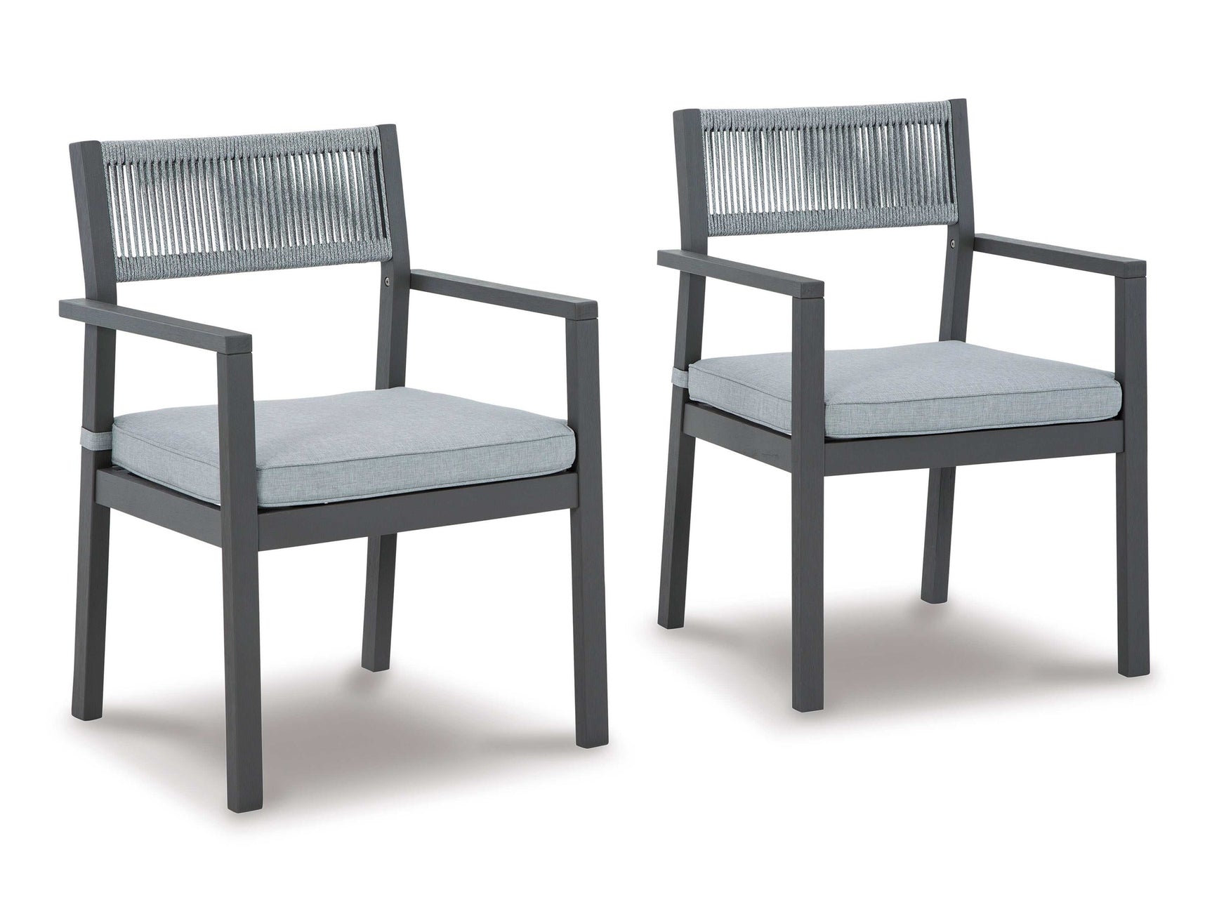 Eden Town Gray & Light Gray Outdoor Armchair w/ Cushion (Set of 2) - Ornate Home