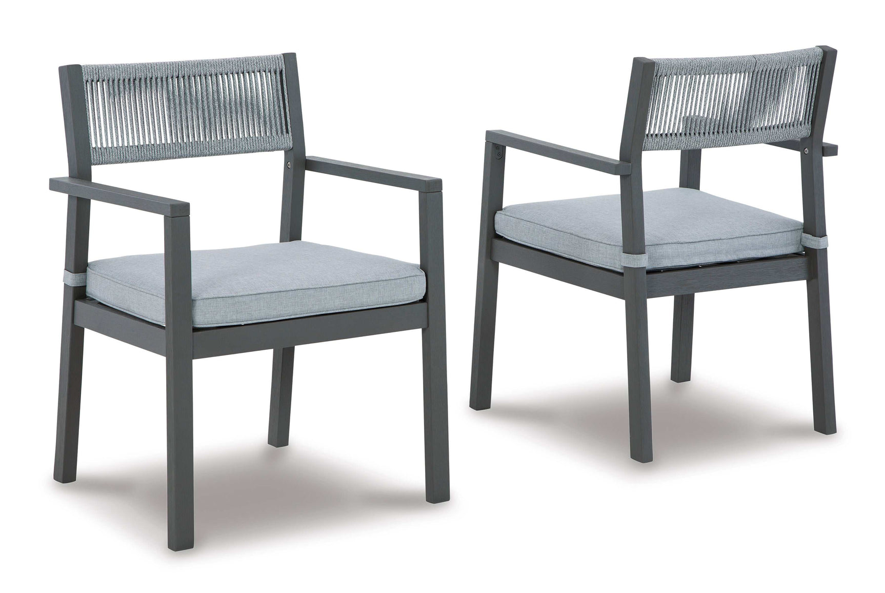 Eden Town Gray & Light Gray Outdoor Armchair w/ Cushion (Set of 2) - Ornate Home