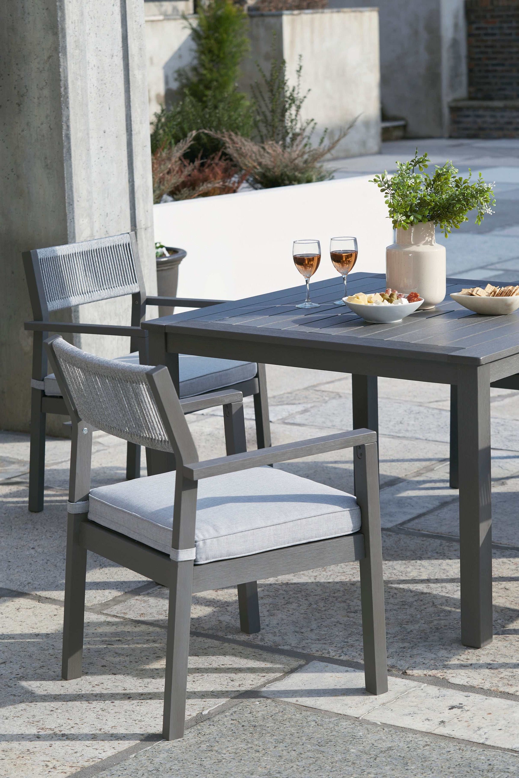 Eden Town Gray & Light Gray Outdoor Armchair w/ Cushion (Set of 2) - Ornate Home