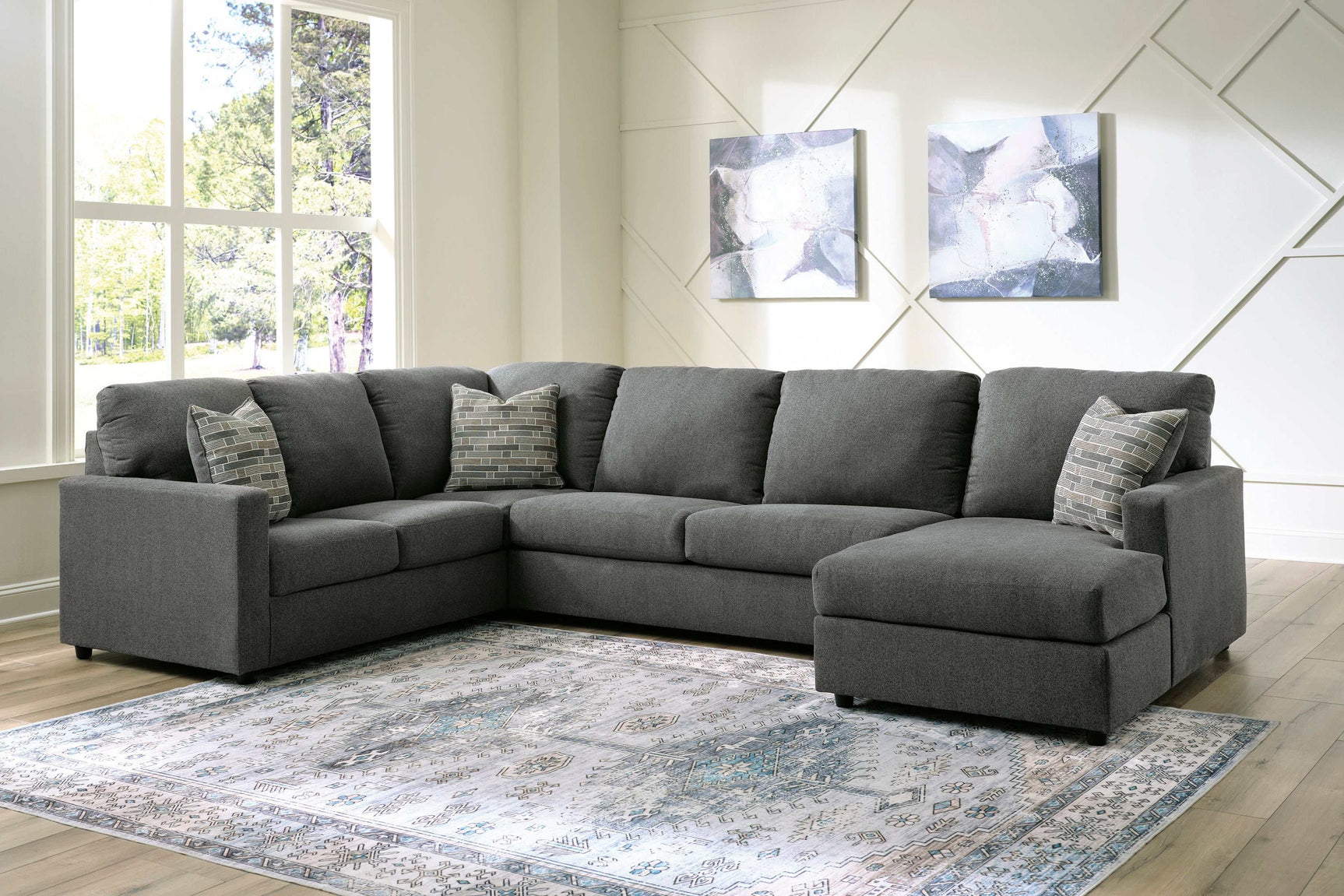 Edenfield Charcoal 3pc Sectional w/ Chaise - Ornate Home