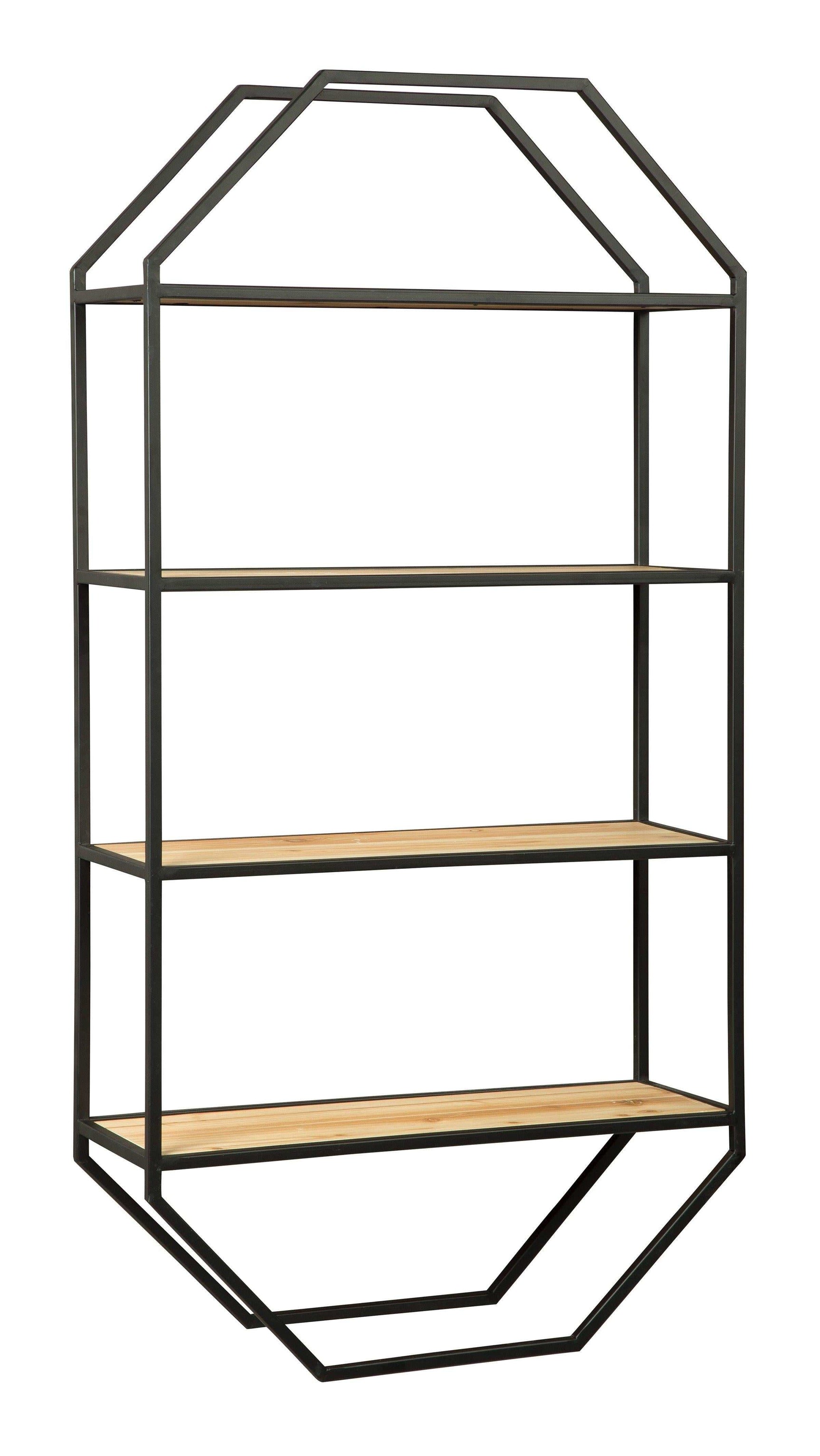 Elea Wall Shelf Black/Natural 4 Rack - Ornate Home