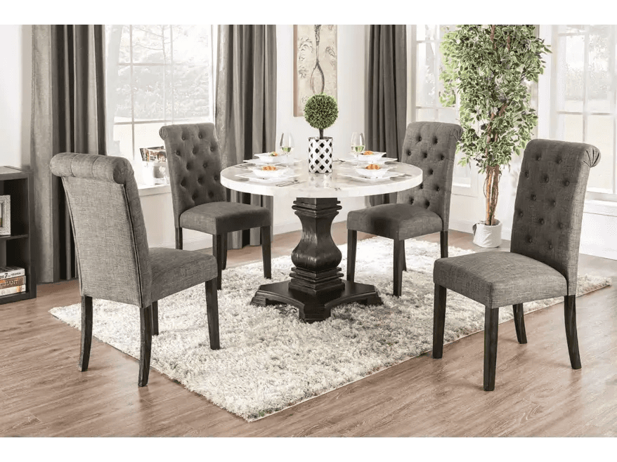Elfredo Antique Black, & Gray 5pc Dining Room Set - Ornate Home