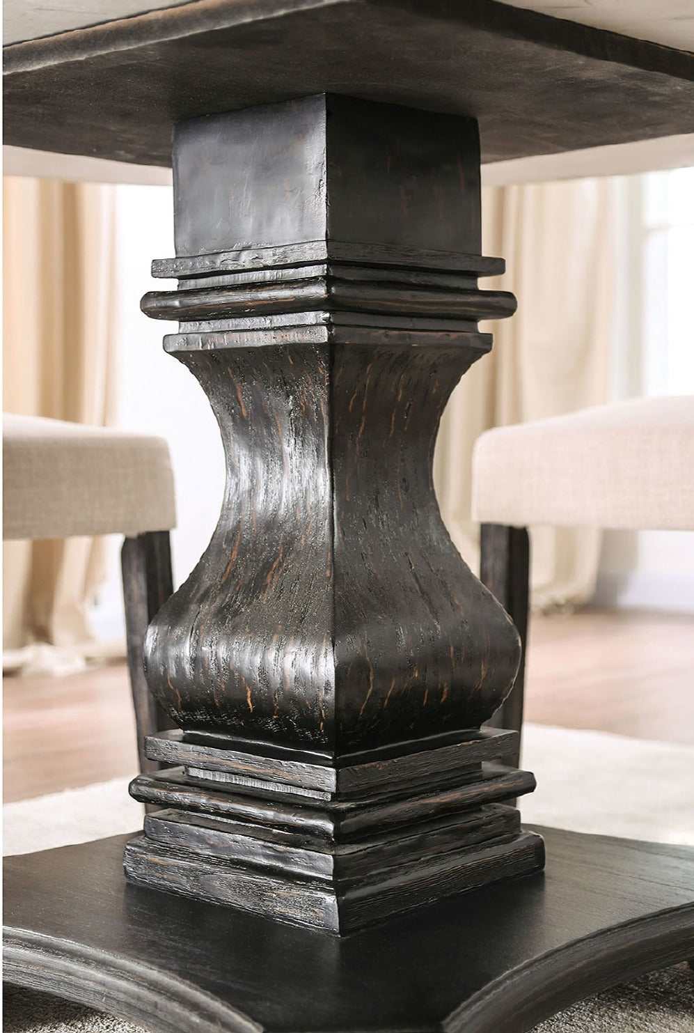 Elfredo Antique Black, & Light Gray 5pc Dining Room Set - Ornate Home