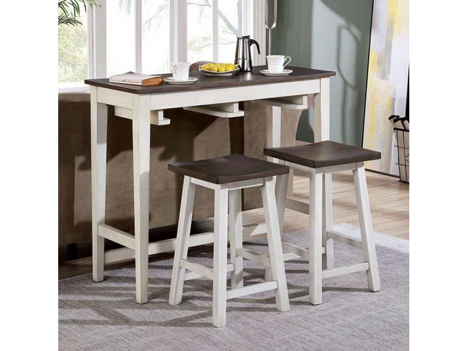 Elinor White & Espresso 3pc Counter Height Dining Set - Ornate Home