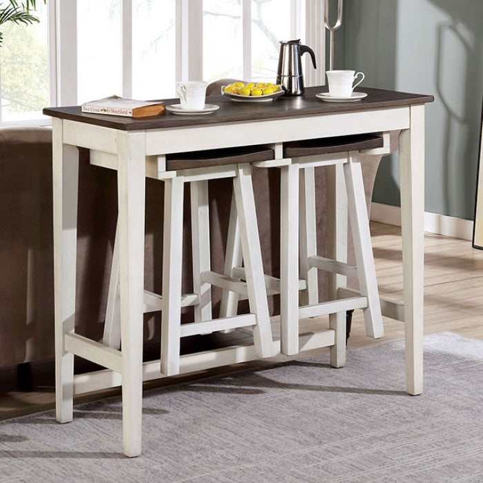 Elinor White & Espresso 3pc Counter Height Dining Set - Ornate Home