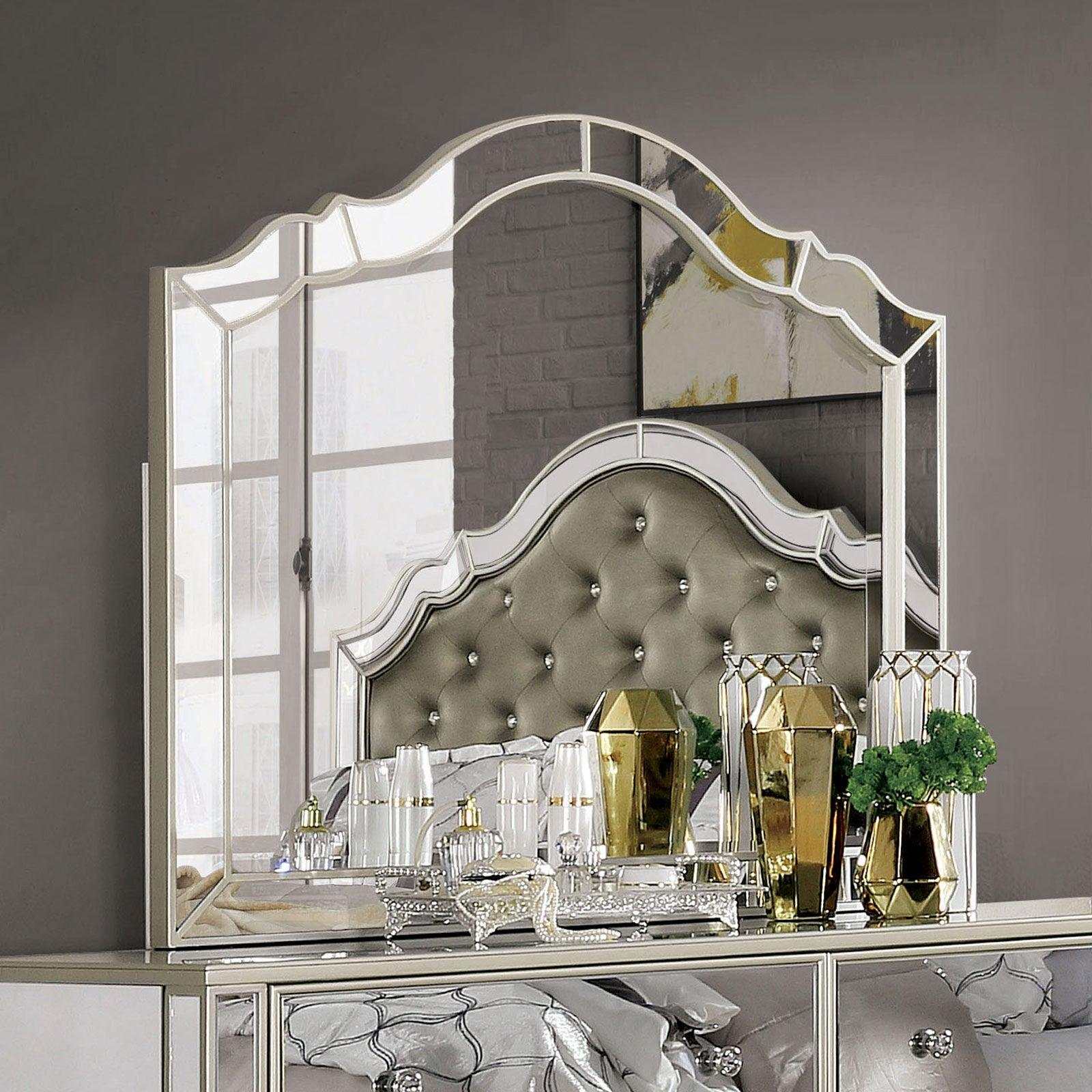 Eliora Silver & Mirrored Dresser and Mirror - Ornate Home