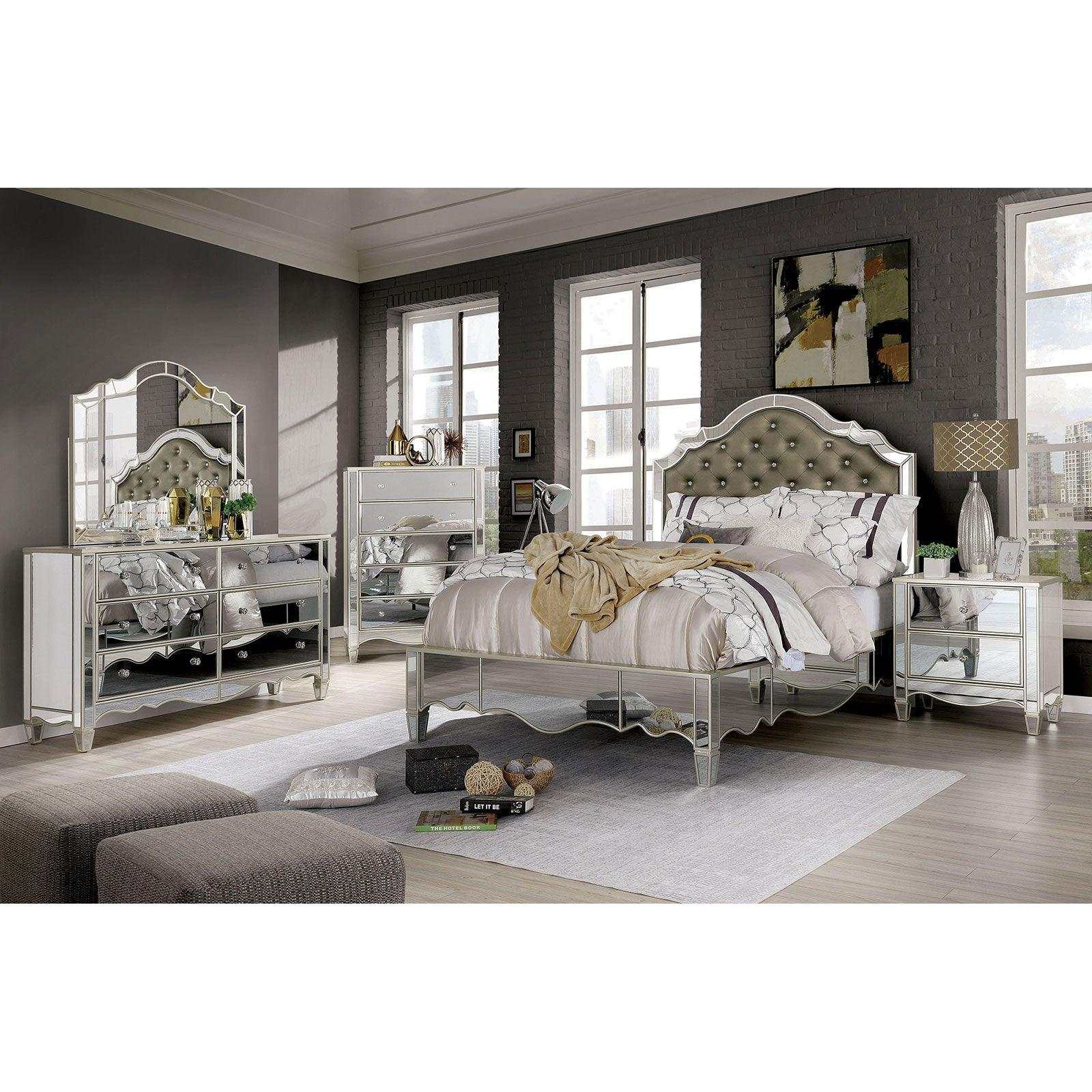 Eliora Silver & Mirrored Dresser and Mirror - Ornate Home