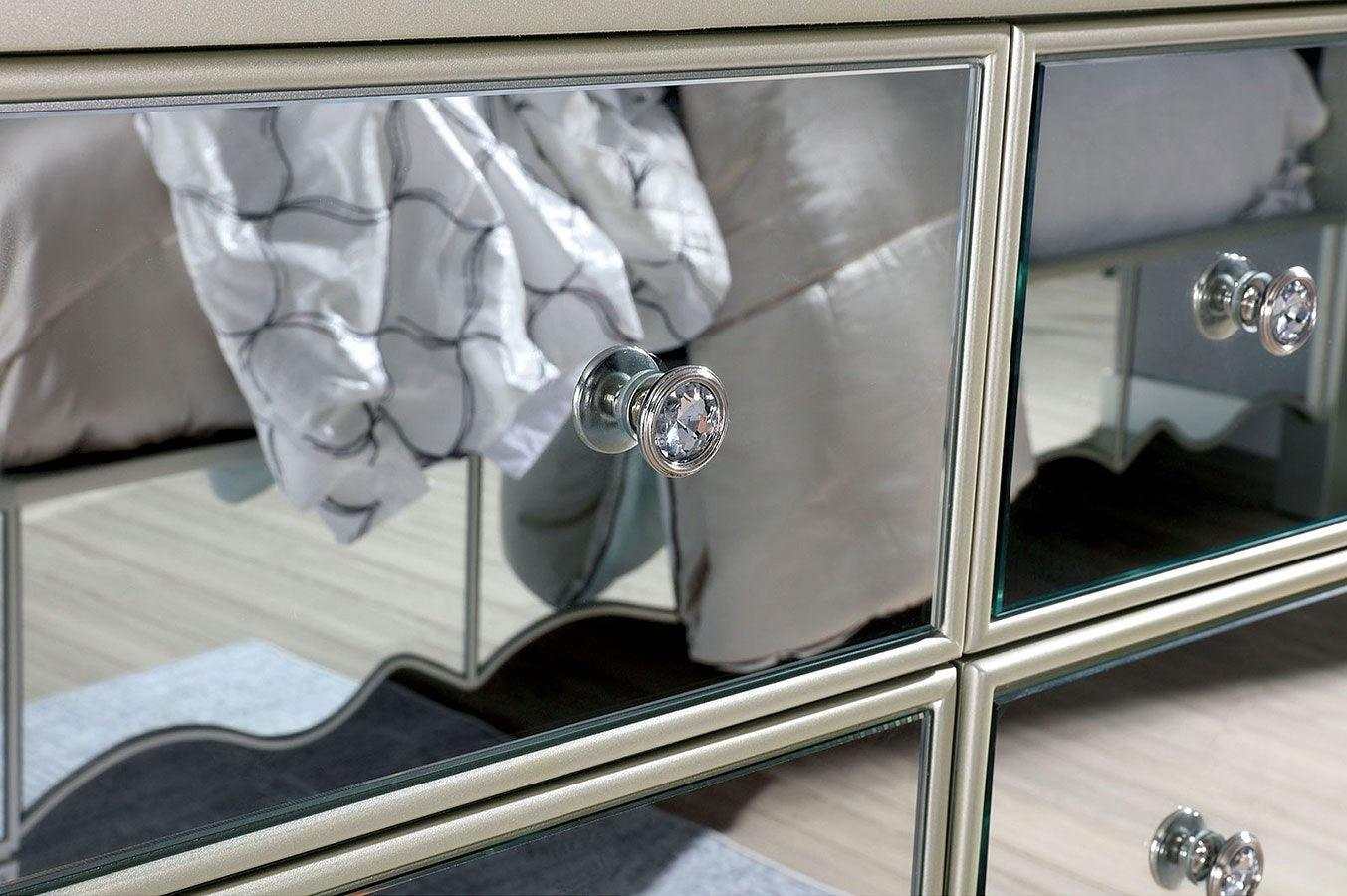 Eliora Silver & Mirrored Dresser and Mirror - Ornate Home