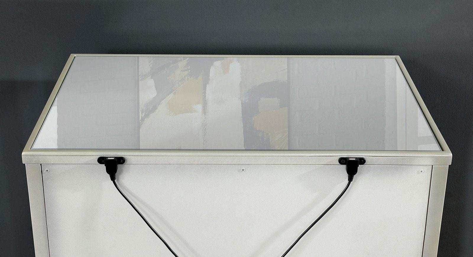 Eliora Silver & Mirrored Nightstand w/ USB Plug - Ornate Home