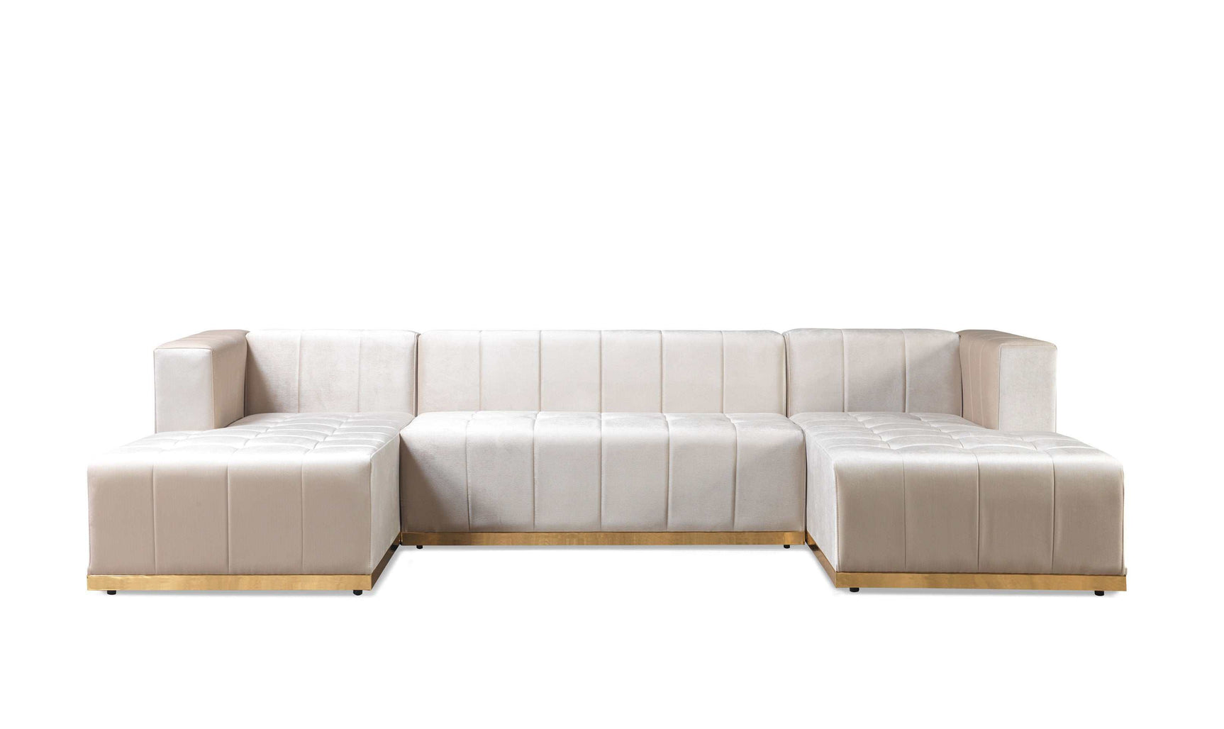 Elisha Ivory Velvet Double Chaise Sectional - Ornate Home